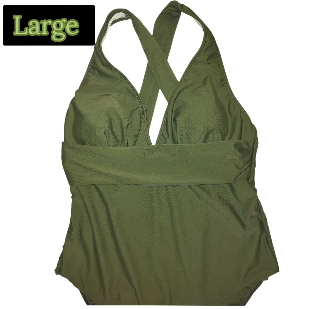 Ladies 1pc Olive Green Swimsuit